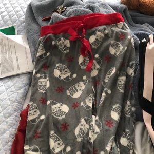 Christmas fuzzy owl pajama pants